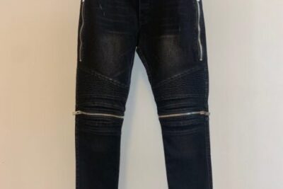 Amiri MX2 Skinny-Fit Leather-Panelled Distressed Stretch-Denim Jeans Black