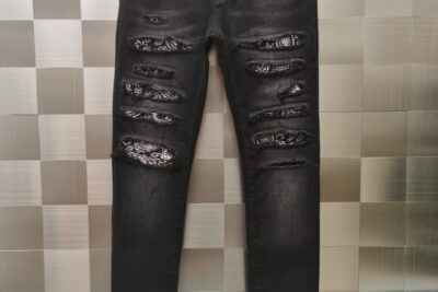 Amiri Bandana Thrasher Skinny Jeans Black Denim
