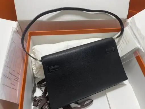 Hermes Kelly Medium Pochette Bag Black - Image 3