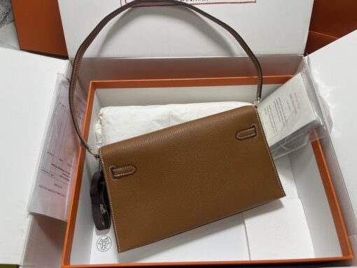 Hermes Kelly Medium Pochette Bag Brown - Image 2