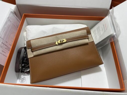 Hermes Kelly Medium Pochette Bag Brown