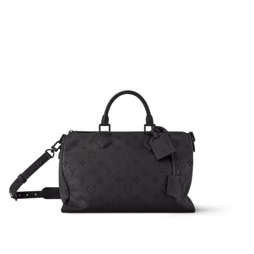 LV Speedy P9 Bandoulière 40 H40 Leather Ultra Black - Image 4