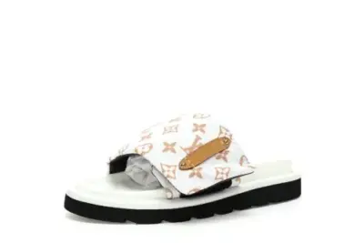 LV Pool Pillow Flat Comfort Mule White