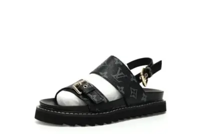 LV Monogram Paseo Flat Comfort Sandal Black
