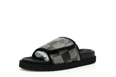 LV Monogram Paseo Flat Comfort Sandal Black Check