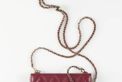 CC Luxury Wallet Short Strap Phone Case Red