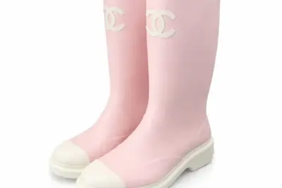 Chanel RAINING BOOTS PINK AND WHITE