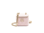 Chanel mini vanity case with giant chain lambskin pink