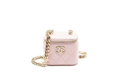 Chanel mini vanity case with giant chain lambskin pink