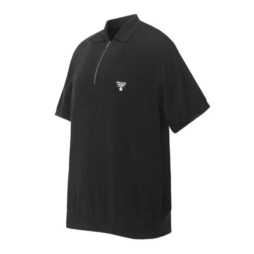 Prada Superfine Wool Polo Shirt Black