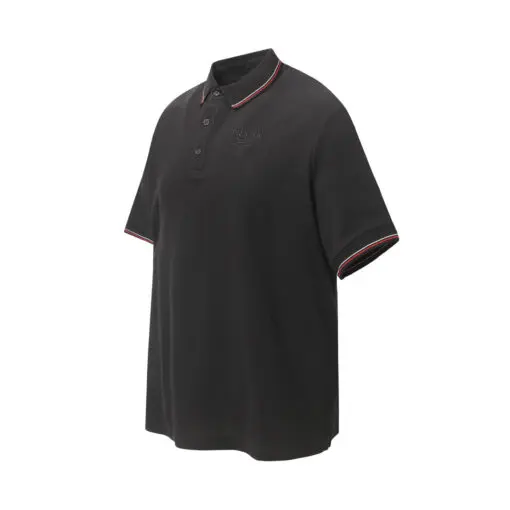 Prada Men’s Black Cotton Piqué Polo Shirt Grey Black