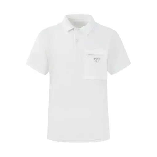 Prada Re-Nylon Pocket Polo Shirt Practical Luxury White