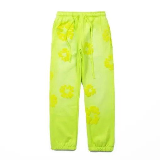 Denim Tears Lime Trousers Sweatpant With Floral Print