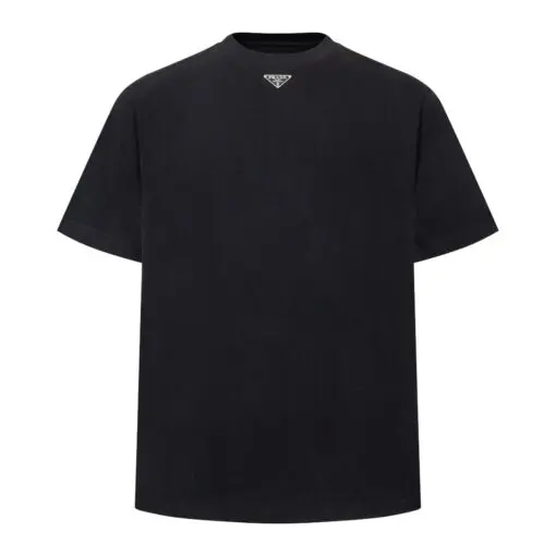 Prada Cotton T-Shirt Iconic Enameled Black