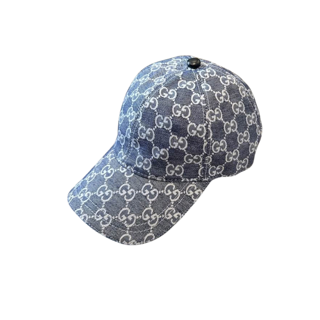 Deluxeside-2026-01-19T163020.925.png Pattern Denim Baseball Cap Blue Ivory - Image 1