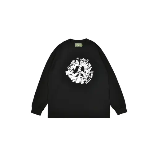Denim Tears Black Sweater With Floral Monogram Embossed
