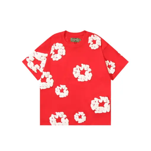 Denim Tears White Floral Monogram T Shirt Red