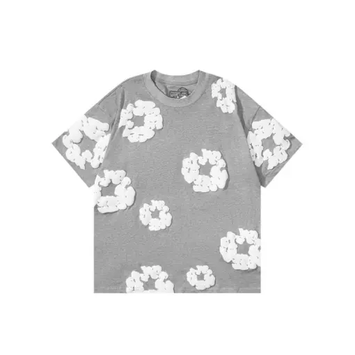 Denim Tears White Floral Monogram T Shirt Gray