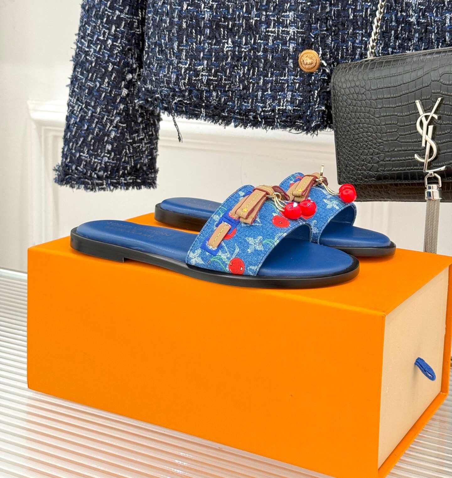 WhatsApp Image 2026-04-11 at 6.58.03 PM (1) LV x TM Lily Flat Mule Dark Blue - Image 1