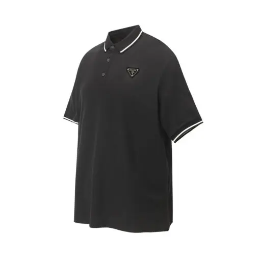 Prada Men’s Piqué Polo Shirt In Black