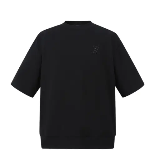 LV Embellished Jersey T-Shirt Black