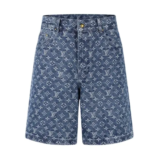 LV Monogram Denim Shorts Signature Motif