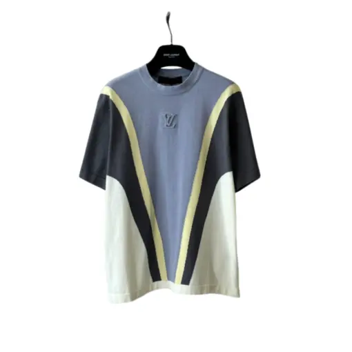 LV Graphic Cotton Jacquard Short Sleeved Crewneck T Shirt Pastel