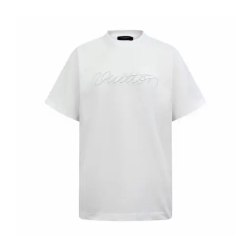 LV Embellished Signature Short Sleeved T Shirt White