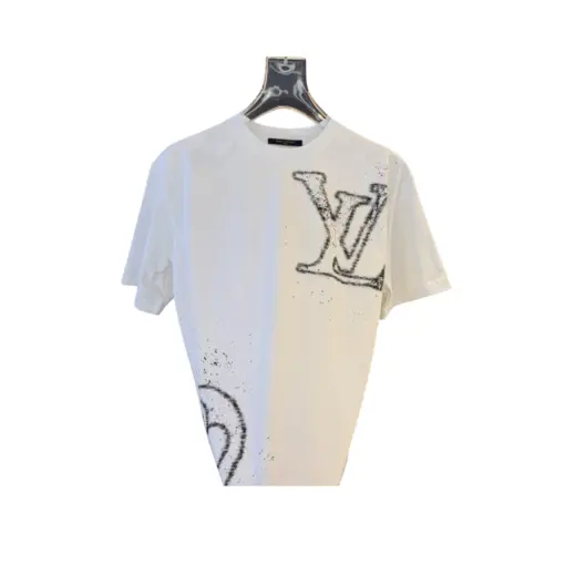 LV T-Shirt White Spray-Painted White