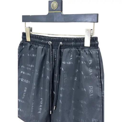 Prada Striped Swim Trunks All Over Logo print