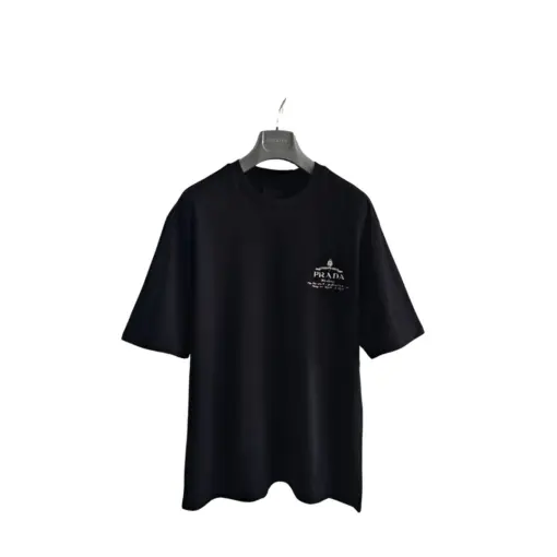 Prada Oversized Cotton Jersey T-Shirt Black
