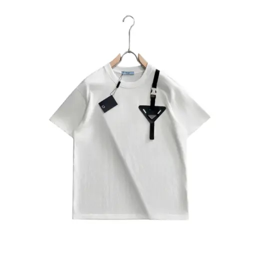 Prada T-Shirt Distinctive Buckle Strap Triangular Pouch Detail White
