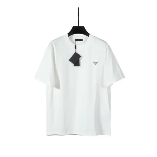 Prada Triangle-Logo Cotton T-Shirt In White