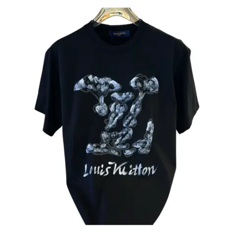 LV Short-Sleeve T-Shirt Floral Monogram Graphic Black