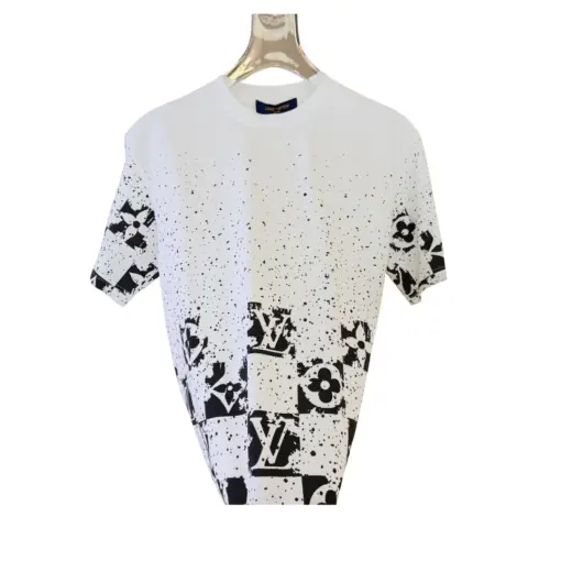LV Short-Sleeve T-Shirt Paint Splatter Effect White