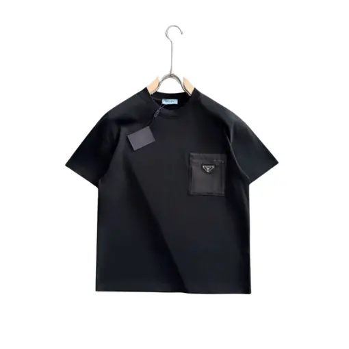 Prada Cotton and Re-Nylon Pocket T-shirt Black