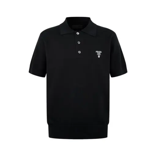 Prada Black Superfine Wool Polo Shirt