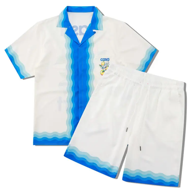 Casablanca Short Set White/ Blue