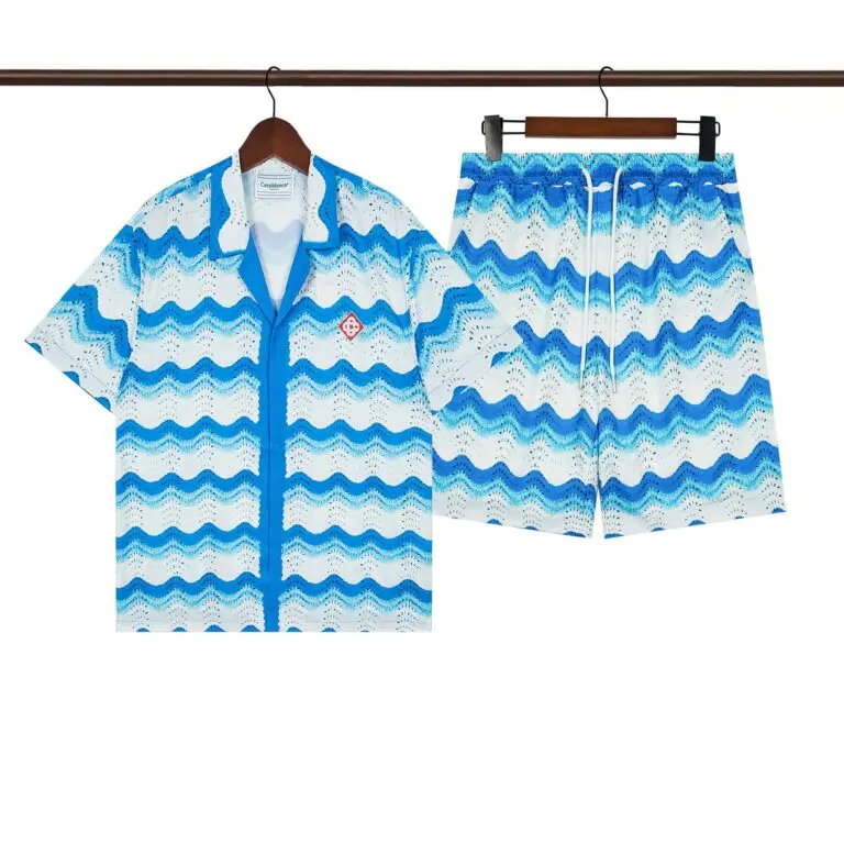 Casablanca Paris Wavy Crochet Shirt And Shorts Set