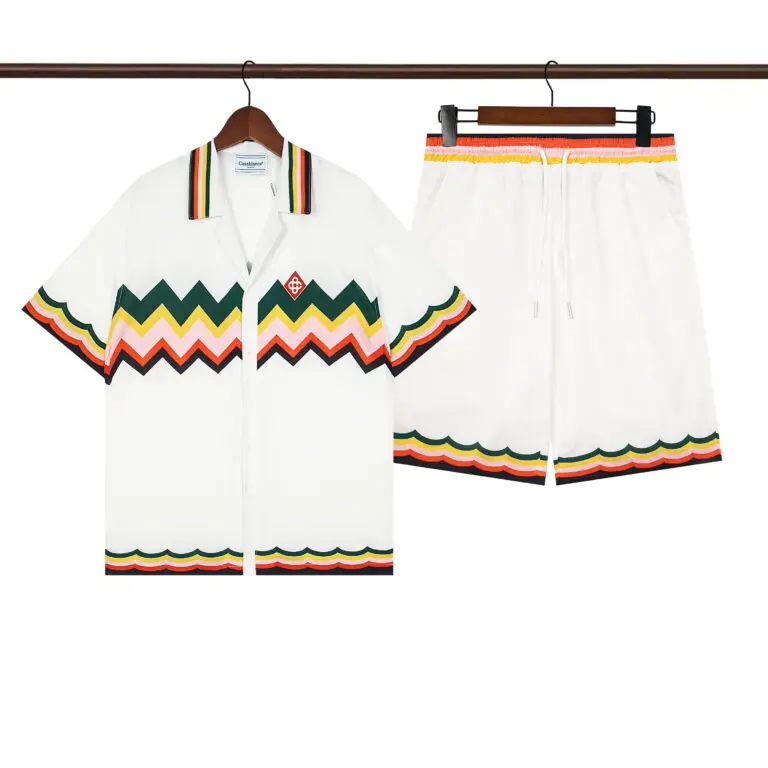 Casablanca Chevron Lace Shirt And Shorts Set