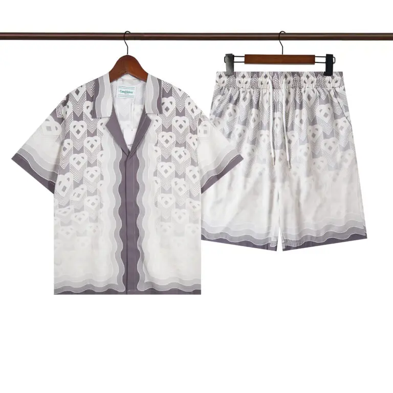 Casablanca Gradient Heart Monogram Silk Shirt And Short Set