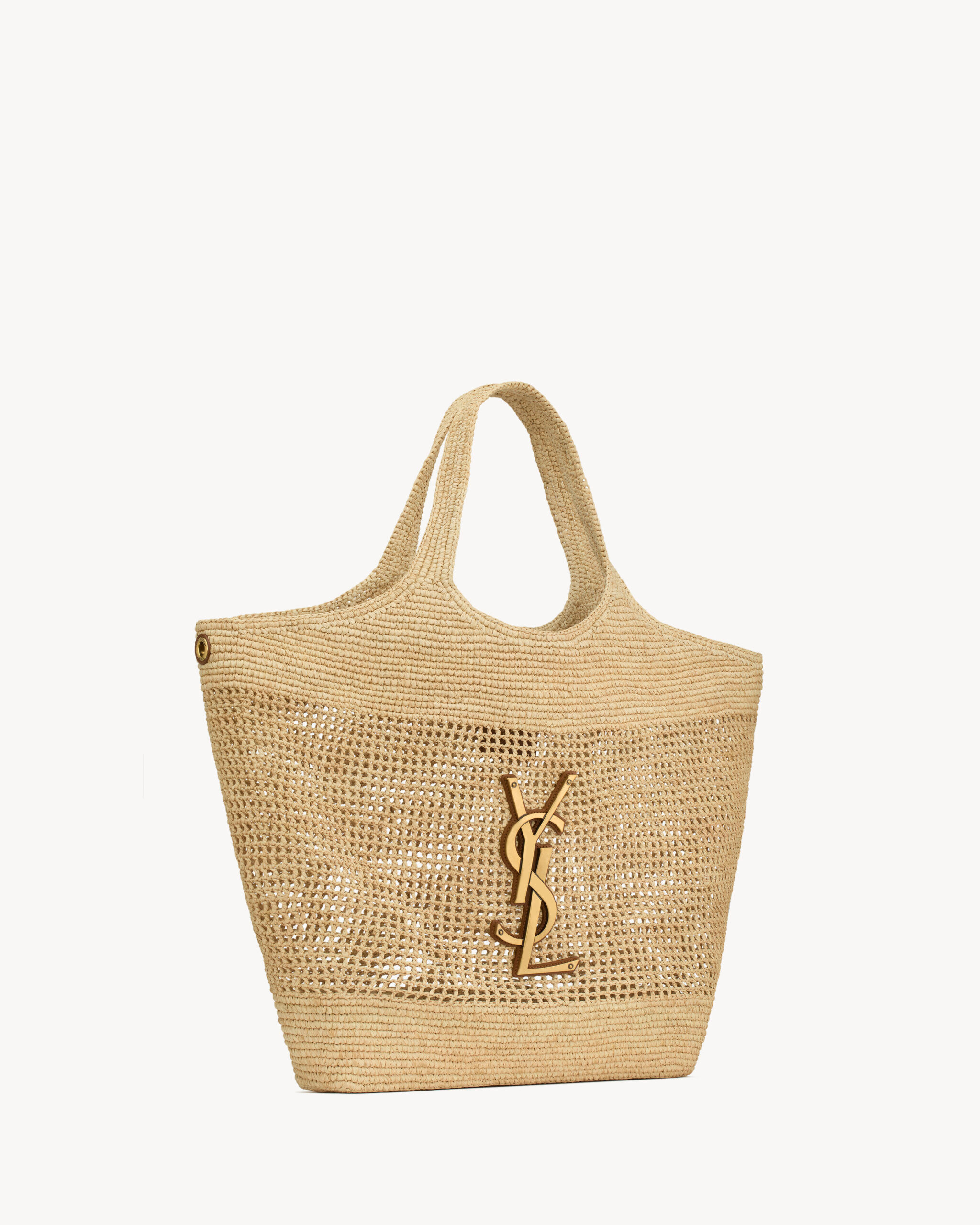 772191GAAEK2063_F Saint Laurent Icare Crocheted Raffia Maxi Tote Bag - Image 1
