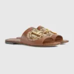 Women’s Slide Sandal With Horsebit Light Brown