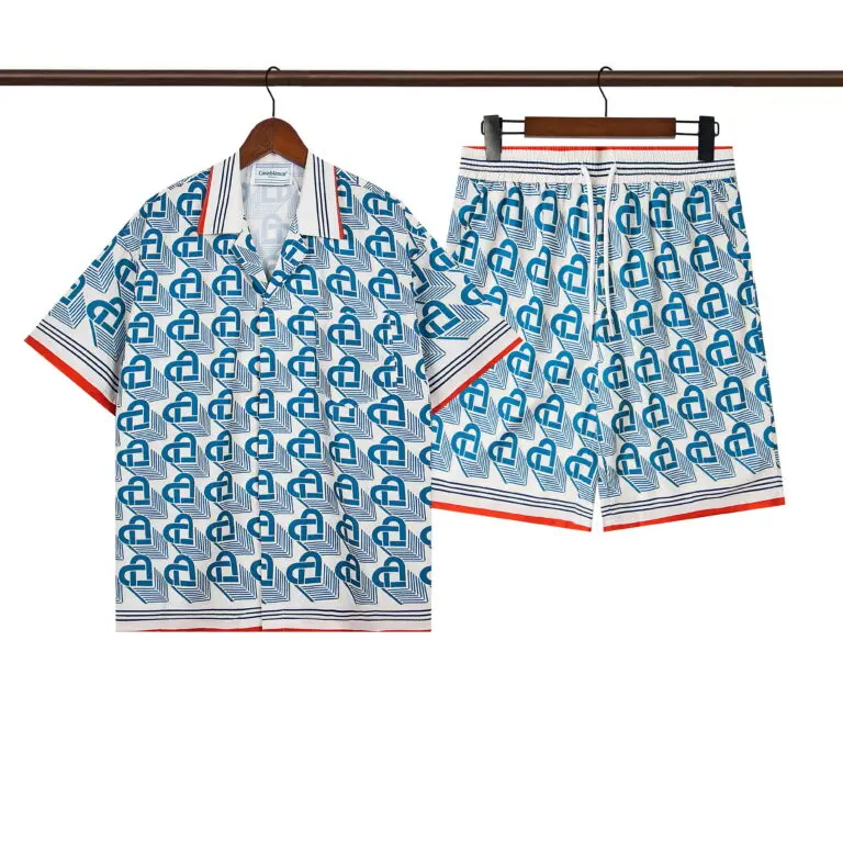 Casablanca Heart Monogram Silk Shirt And Shorts Set