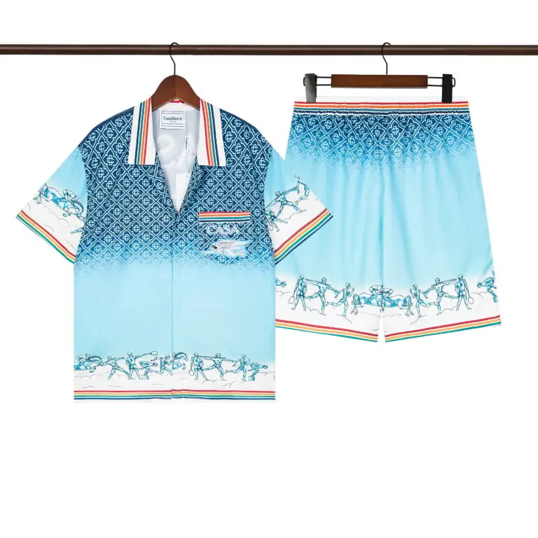 Casablanca Monogram Cuban-Collar Silk Shirt And Shorts Set