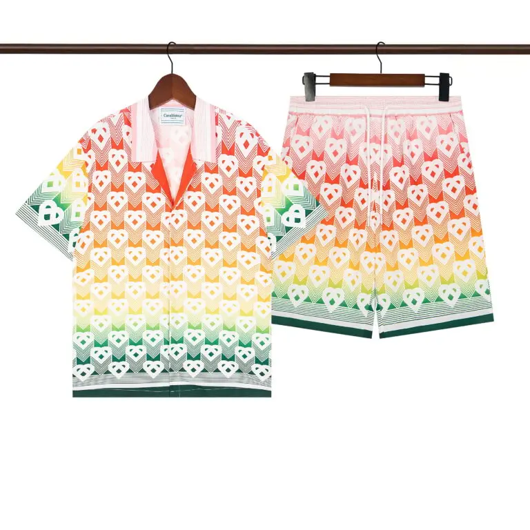 Casablanca Gradient Heart Monogram Silk-Twill Shirt And Shorts Set