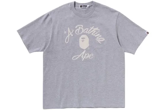 BAPE Chain Stitch College Relaxed Fit Tee Grey