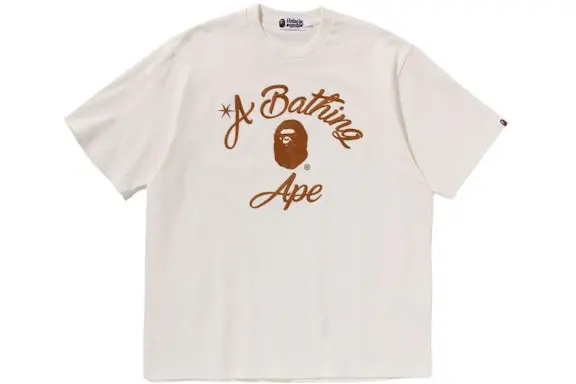 BAPE Chain Stitch College Relaxed Fit Tee Ivory