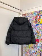 Padded Nylon Bomber Jacket Black - Image 2
