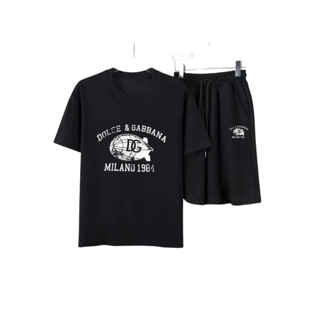 Dolce & Gabbana Airship Logo Print T-Shirt & Shorts Set Black